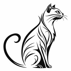 Cat vector silhouette black design white background