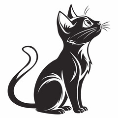 Cat vector silhouette black design white background