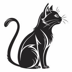 Cat vector silhouette black design white background