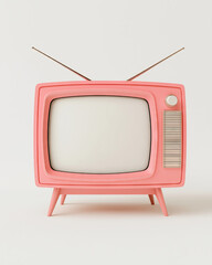 Pink retro TV on a white background