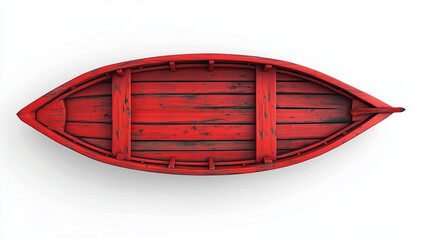 top view of red wooden boat