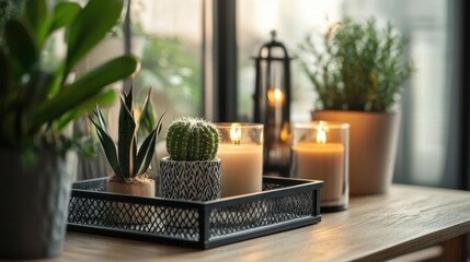 A home decor store with affordable yet elegant decorations, focusing on small items like candles, photo frames, and planters