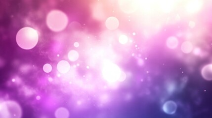 Abstract pink and purple bokeh background with glowing lights and particles.