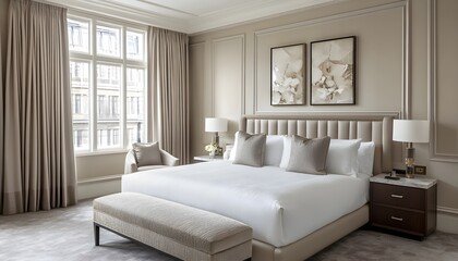 Luxurious Hotel Bedroom with City View