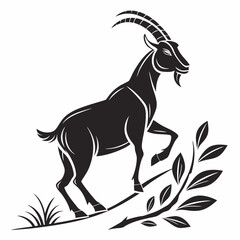 Goat vector silhouette black design white background