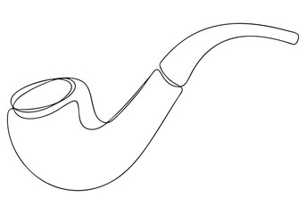 Continuous One-Line Drawing of a Smoking Pipe - Minimalist Vintage Art