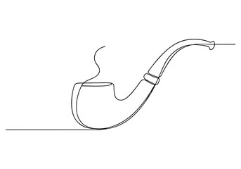 Continuous One-Line Drawing of a Smoking Pipe - Minimalist Vintage Art