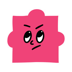 Fototapeta premium A single puzzle piece with a cartoon face. Perfect for projects related to feelings, emotions, sadness, loneliness, and puzzles.