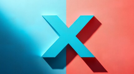 Obraz premium Bold Blue X on Colorful Background