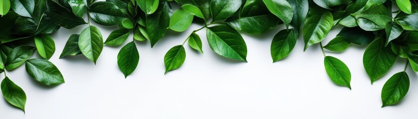 Fresh Green Leaves on Neutral Background for Natural Design Elements