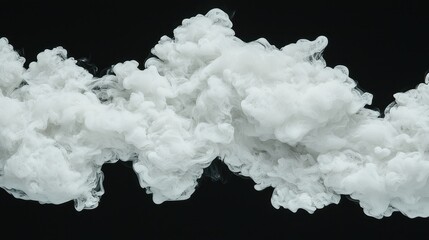 Dramatic White Smoke Clouds Flowing on a Black Background