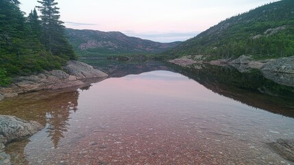 Serene Landscape with Calm Water and Reflections at Dusk