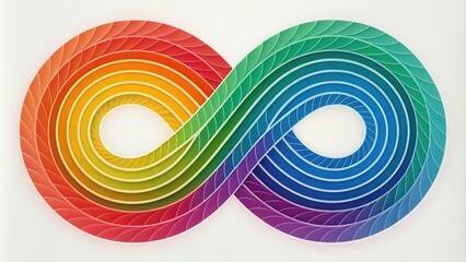 Vibrant Infinity Symbol with Colorful Curves and Leaf Patterns