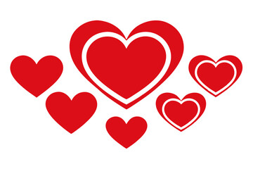 happy valentine day red hearts isolated on white