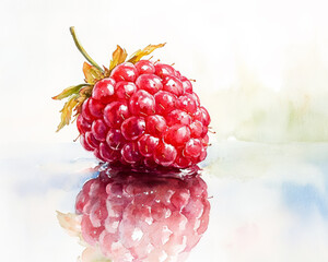 Realistic Raspberry Watercolor Illustration