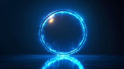 Mystical Blue Portal in Dark Space