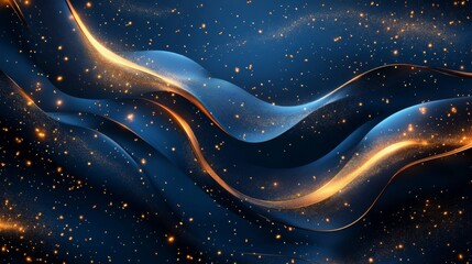 Abstract Blue and Gold Wavy Background