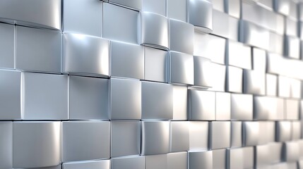 3D timber wall design with square tiles and a soft reflective sheen