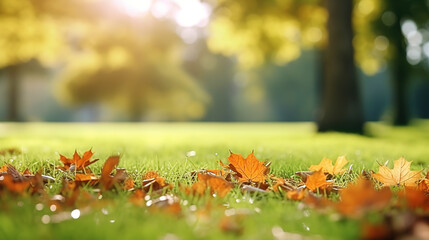 Autumn Leaves on Grassy Park