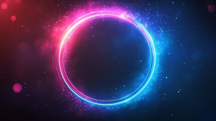 Fototapeta premium Circular Neon Light on Cosmic Background
