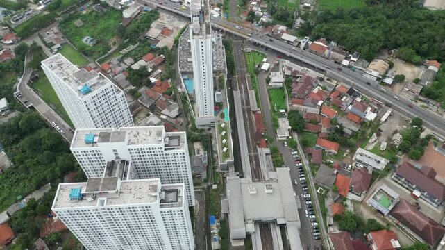 Aerial video above Cisa Uk Point Apartment Cibogo Tangerang Indonesia