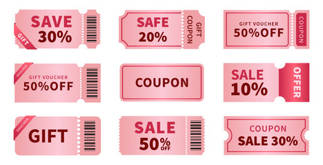 Romantic pink discount coupon promotion set