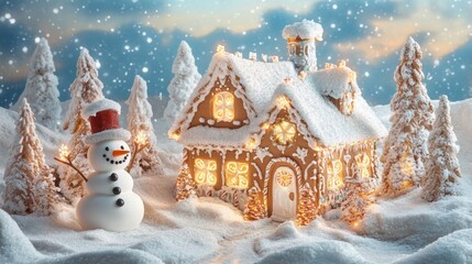 Fototapeta premium Snowy Gingerbread Fantasy