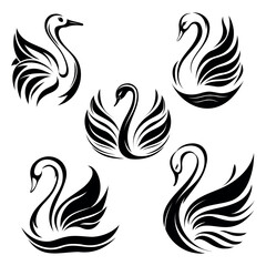 Fototapeta premium set of swan icons isolated on white background