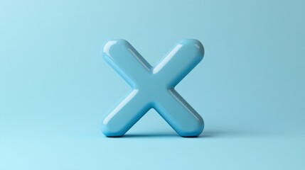 Obraz premium Blue Glossy Letter X on Light Blue Background