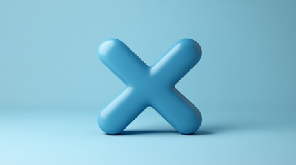 3D Blue Letter X on Pastel Background