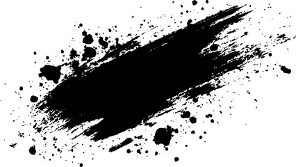 Naklejka premium Black brush stroke on white background. Abstract black in splash, paint, brush strokes, stain grunge isolated on white background, Black staine brush, grunge banner, hand drawn splash,