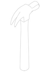 Hammer Line Art Vector Illustration on White Background. Detailed Design for Construction, Woodworking, and DIY Projects