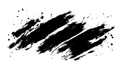 Abstract black paint brush strokes on white canvas. Abstract black ink splatter: A dramatic and energetic black ink splatter, capturing the raw beauty of abstract art. Abstract black in splash, paint,