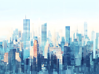 Obraz premium business city urban center cityscape artistic buildings architecture digital artwork skyline modern skyscrapers building modern commercial landscape corporate financial environment busy businessman