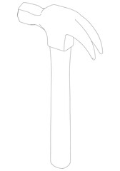 Hammer Line Art Vector Illustration on White Background. Detailed Design for Construction, Woodworking, and DIY Projects
