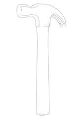 Hammer Line Art Vector Illustration on White Background. Detailed Design for Construction, Woodworking, and DIY Projects