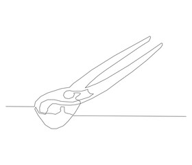 One continuous line drawing of pliers. Single line of pliers vector illustration
