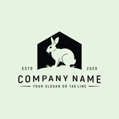 house rabbit logo design element vector template