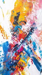 Fototapeta premium Vibrant artistic representation of a drama stage in bright colors against a simple background