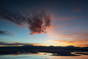 Fototapeta premium Colorful sunrise over the laguna colorada in Bolivia