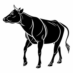 Cow vector silhouette black design white background