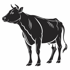 Cow vector silhouette black design white background