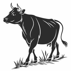 Cow vector silhouette black design white background