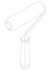 Paint Roller Line Art Vector Illustration on White Background. Detailed Design for Painting, Home Improvement, and Professional Use
