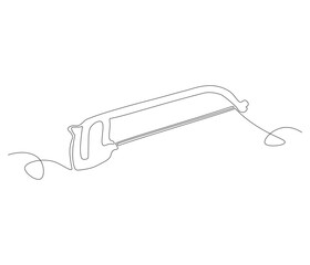 One continuous line drawing of saw . Single line of saw vector illustration