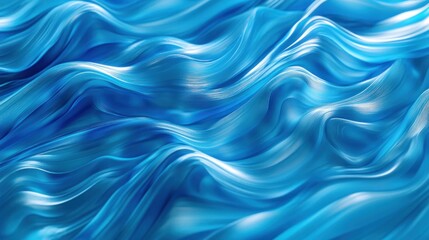 Fototapeta premium Abstract blue wave pattern, flowing liquid texture background.