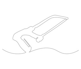 Obraz premium One continuous line drawing of saw . Single line of saw vector illustration