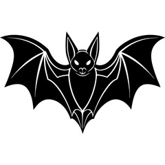 Cute  Line Art Bat Silhouette Black Vector Illustration