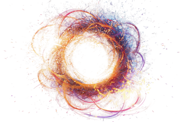 Vibrant Catherine wheels igniting and spinning with colorful sparks isolated on transparent background