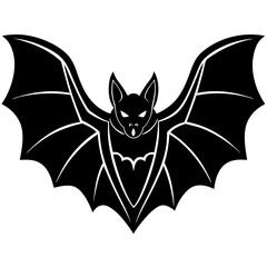 Cute  Line Art Bat Silhouette Black Vector Illustration